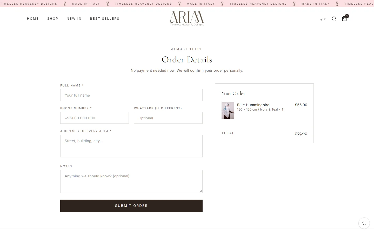 An order request, not a payment wall
