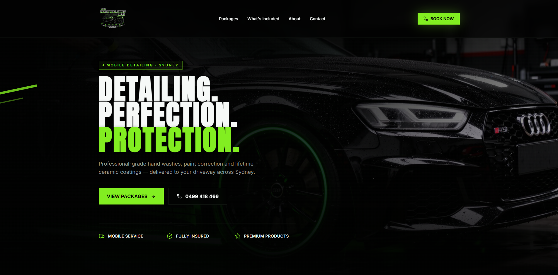 The Detailing Lab homepage