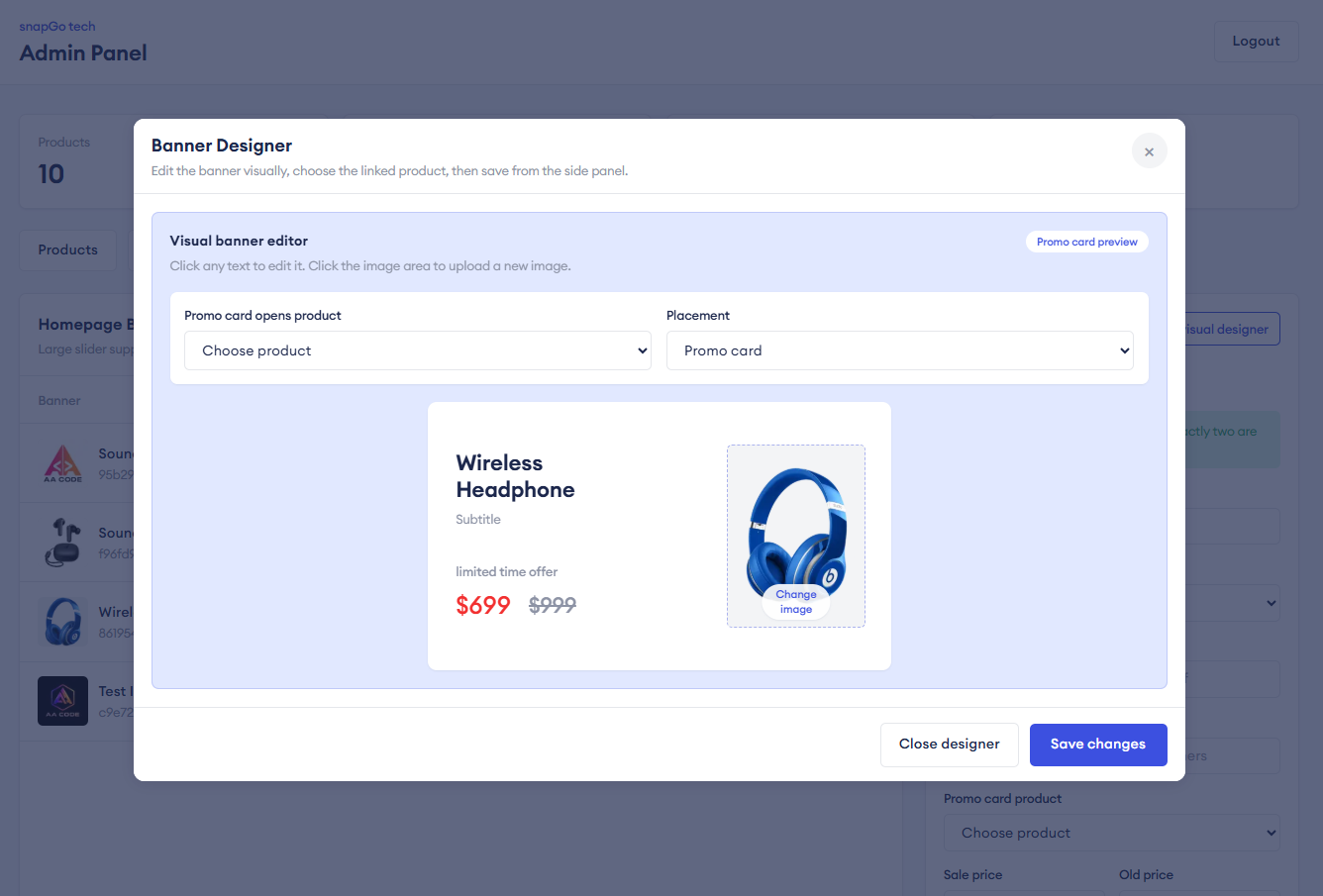 Visual banner editor